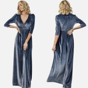 Baltic Born Sofia Velvet Maxi Dress Size Whimsigoth Holiday Blue Wedding Small